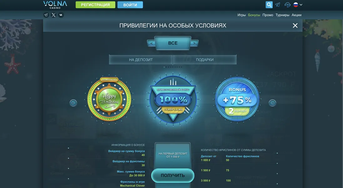 Акции, бонусы и промо предложения в онлайн казино 